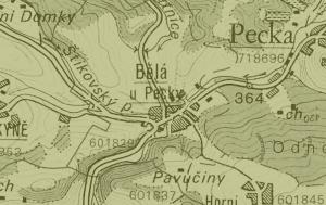 Mapa: Bělá u Pecky